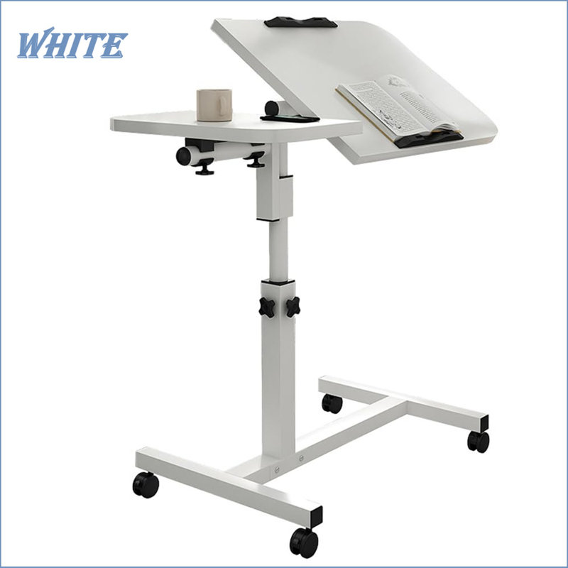 Table de travail pour ordinateur portable avec roulettes et table inclinable pour ordinateur portable, ordinateur portable et repas