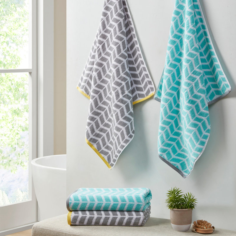 Cotton Jacquard Bath Towel 6 Piece Set Grey See Below