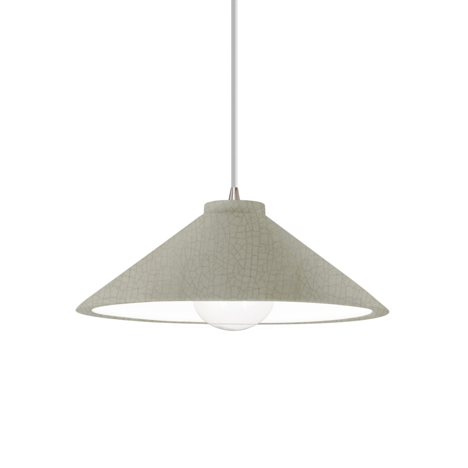 Leni Dimmable Cone Single Light Pendant, Celadon Green Crackle, Brushed Nickel