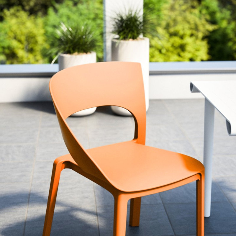 Polypropylène tropical orange simple - chaises latérales pour terrasses extérieures, chaises empilables, sièges de soutien lombaire