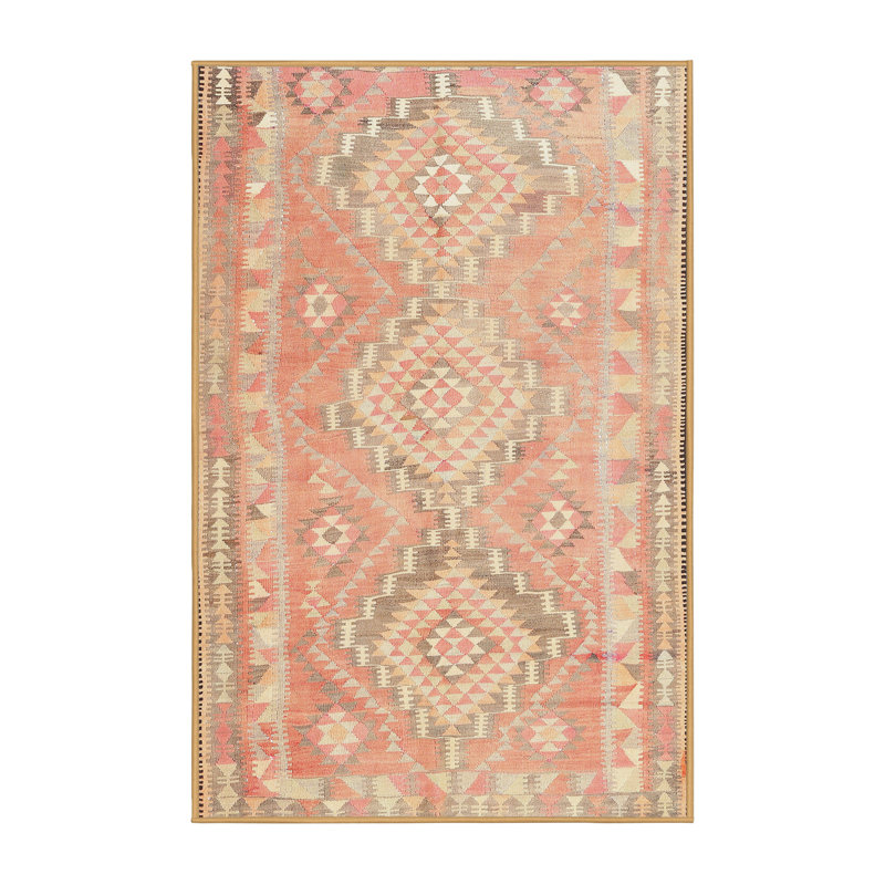 Tapis contemporain orange / jaune, Rectangle 6 pi x 9 pi