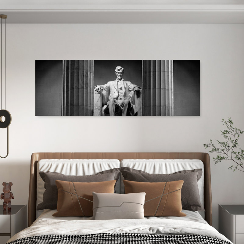 Statue of Abraham Lincoln in a memorial Lincoln Memorial Washington DC USA 1 Piece Wrapped Canvas Panoramic Wall Art