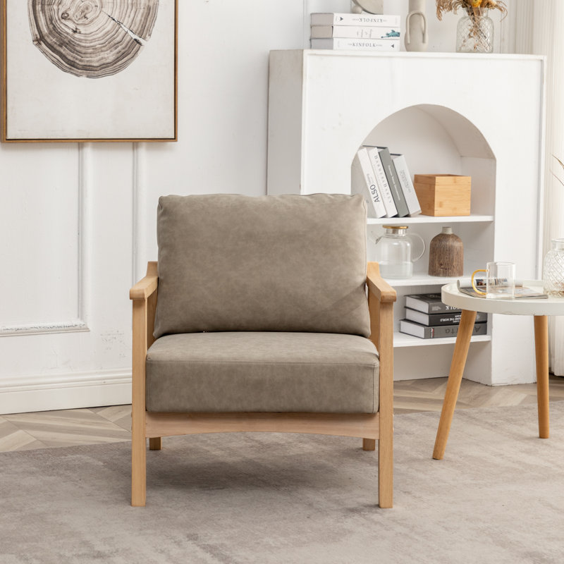 Marnisha Faux Leather Armchair, Vintage Taupe Faux Leather