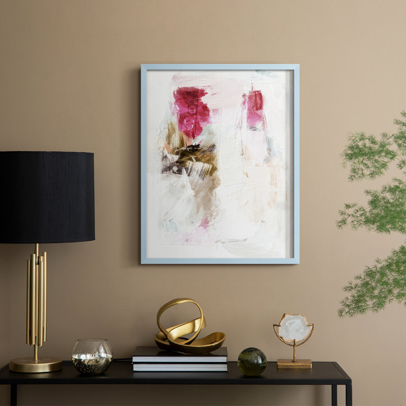 «Minimal Fuchsia Markings I», reproduction encadrée - bois massif, H 21 po x l 17 po, Bleu