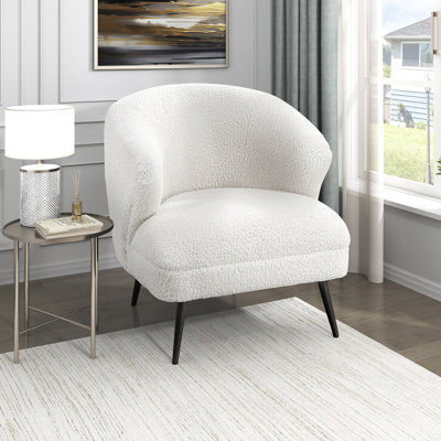 Summerdale 26" Modern & Contemporary Accent Chair with Boucle Fabric Upholstery, High-Density Foam Cushions, Black Metal Legs