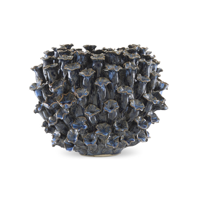 Vase de table en céramique 7 "bleu / noir Manitoba