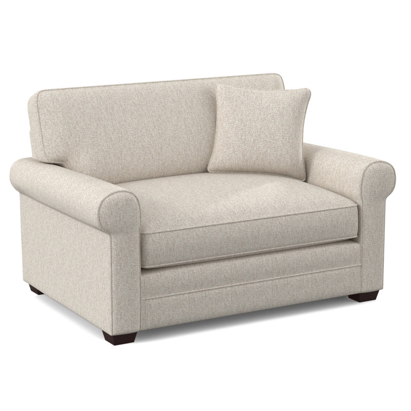 Bedford 57" Twin Sofa Bed, Java Finish, Snow Crypton Performance; 0884-91, 5" Innerspring Mattress