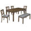 Élégante table de salle à manger en bois 6 pièces avec 4 chaises et un banc. Ensemble de table de salle à manger moderne pour 6 personnes, ensemble de table de salle à manger rectangulaire pour le salon, la cuisine et la salle à manger, noyer