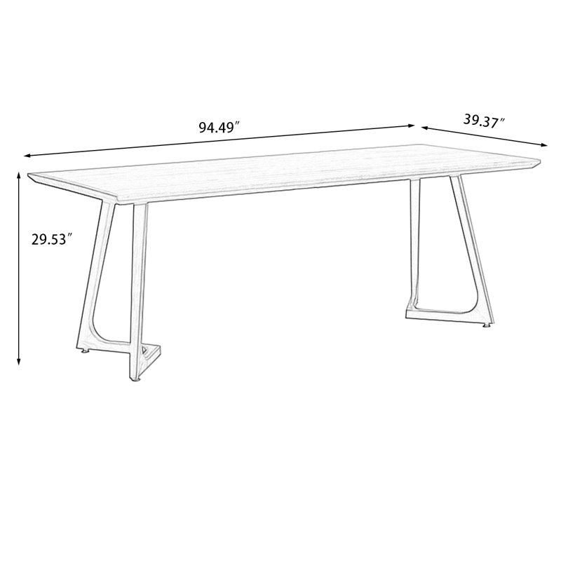Brown Rectangular Solid Wood Dining Table, 29.53"H x 94.49"L x 39.37"W