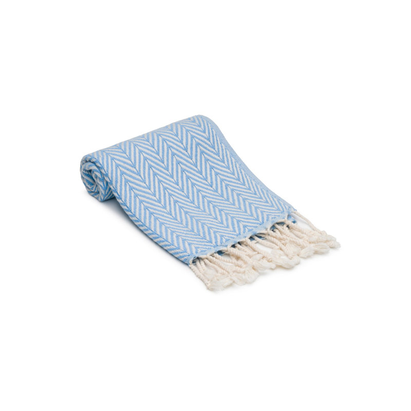 Herringbone Turkish Cotton Hand Towel Bundle, Sky Blue