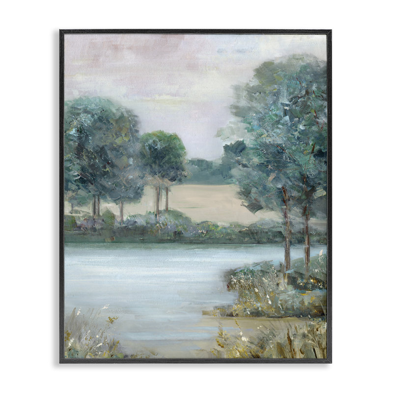 River Marsh in Forest, estampe numérique, design par Sally Swatland, H 14 po x l 11 po, Giclée encadrée noir minuit