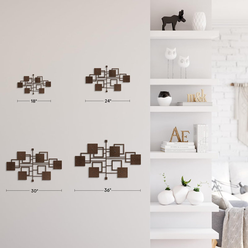 Décoration murale en métal, Bronze, H 18 po x l 36 po x P 0,05 po