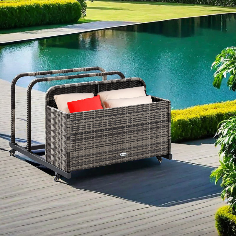 YITA Poolside Wicker Deck Box, Grey