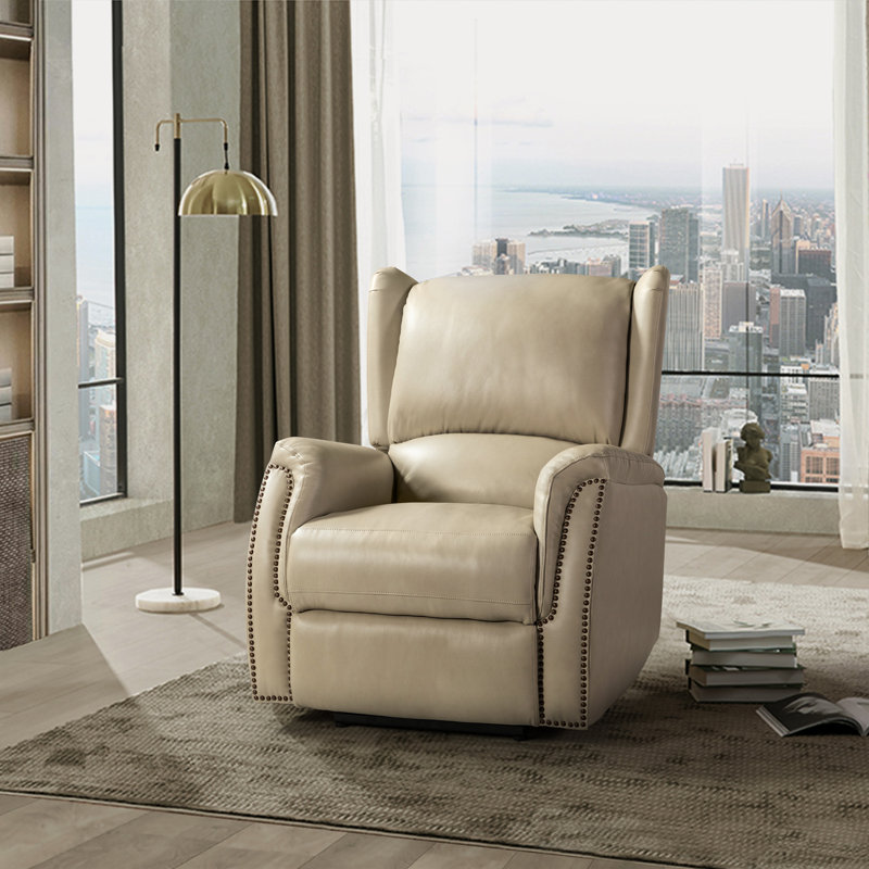 Fauteuil inclinable électrique en cuir véritable Domingo, Beige