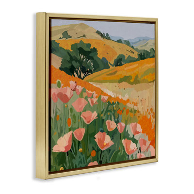 California Poppies Meadow Framed Floater Canvas Wall Art, design by Amelia Noyes