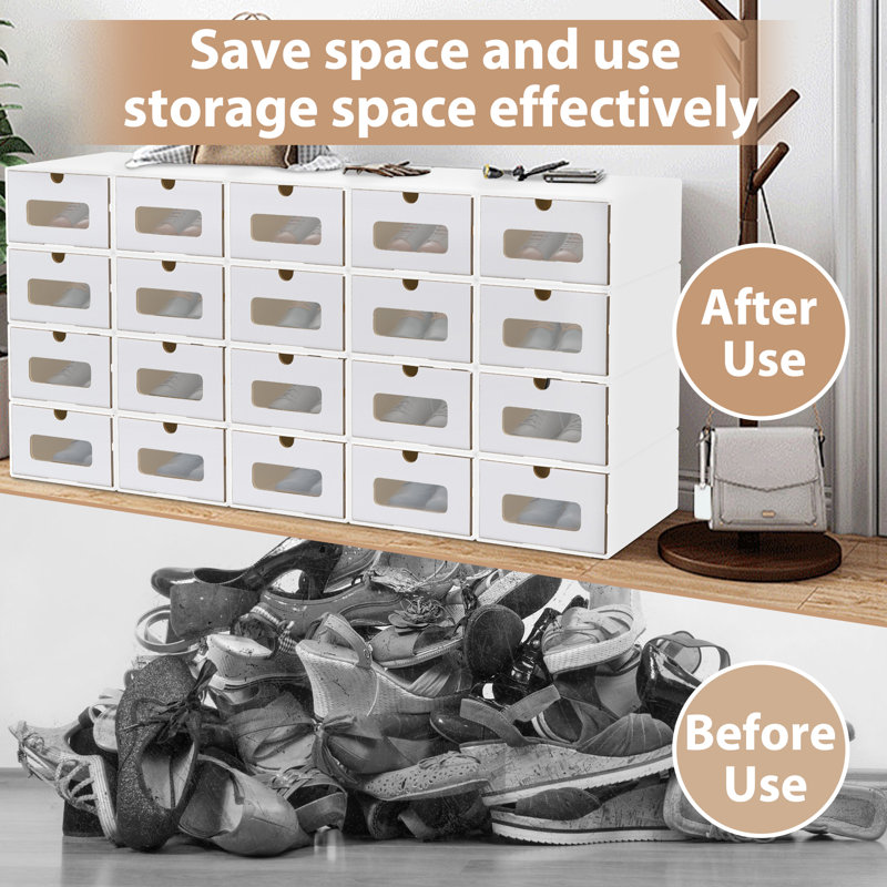 Shoe Storage Box, White, 20pcs