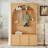 All-in-One Arched Hall Tree with Adjustable Shelves and 4 Golden Hooks-1611556775