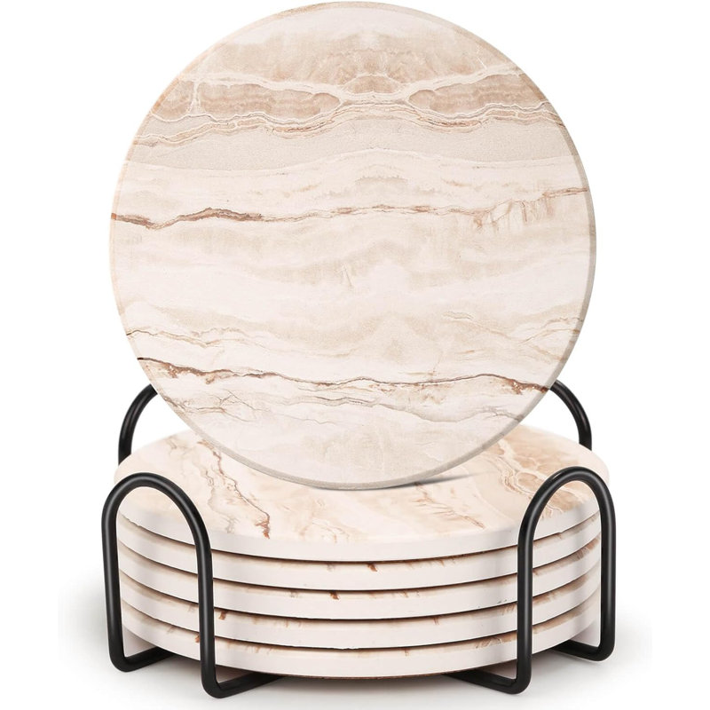 Ensemble de 6 sous-verres absorbants pour décor de table basse Drink Coasters