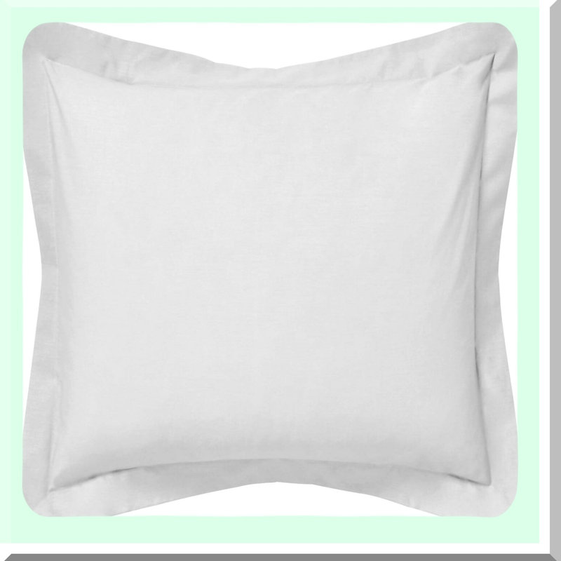 Flange Border Cotton Pillowcase - White - Decorative Large Cushion Cover - Solid Removable Insert - Extra Large - Plain