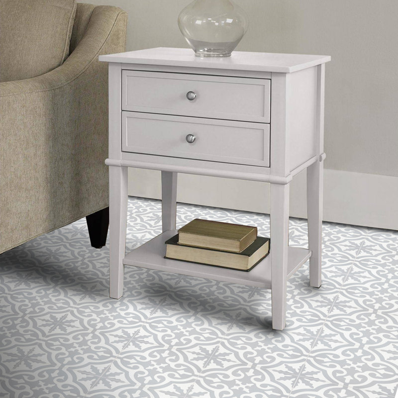 Argana 8" x 8" Cement Patterned Wall & Floor Tile, Gray/White