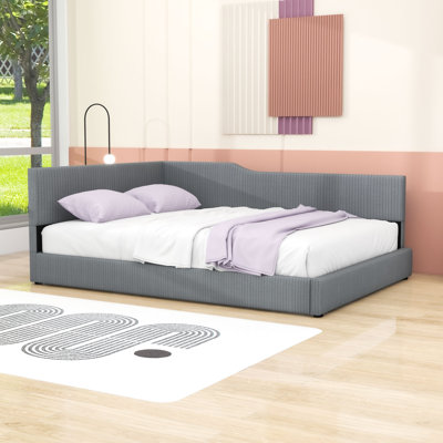 L-Shaped Upholstered Daybed with Slats