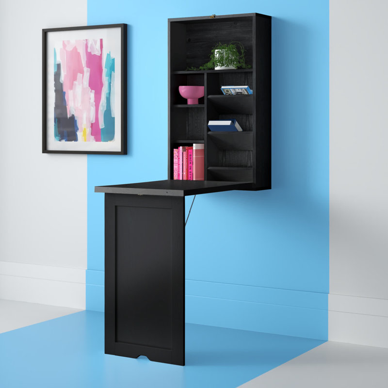 Aceves Floating Desk, Black, 59.5'' H x 23.5" W x 30.5" D