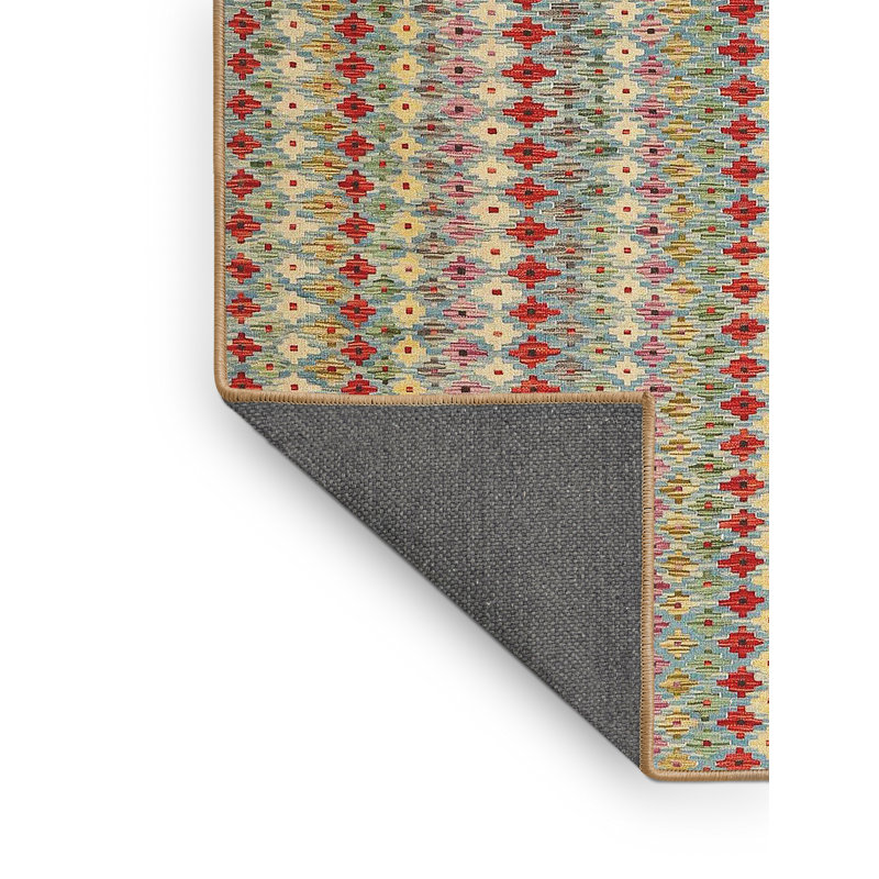 Tapis abstrait beige / brun / bleu, Rectangle 5 pi x 7 pi