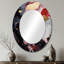 Infusion de marbre rouge et noir - Miroir décoratif abstrait ovale sur métal-28552462