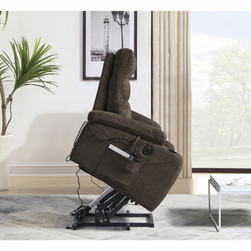 Pascasio Upholstered Heated Massage Chair, Dark Brown