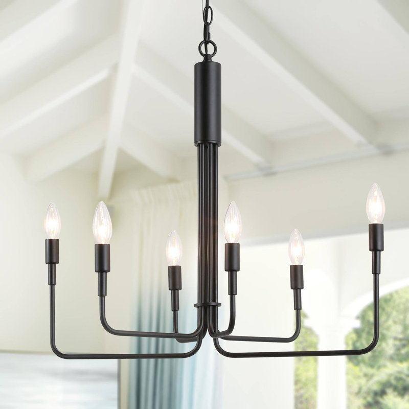 Lustre classique à 6 lumières de style bougie Reagan, Noir