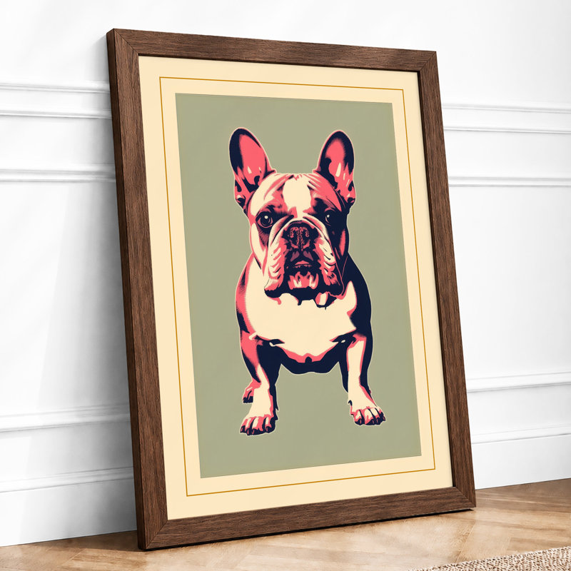 Pop Art Bulldog Modern - Framed Print, Walnut, A4 - 29.7 x 21.0 cm