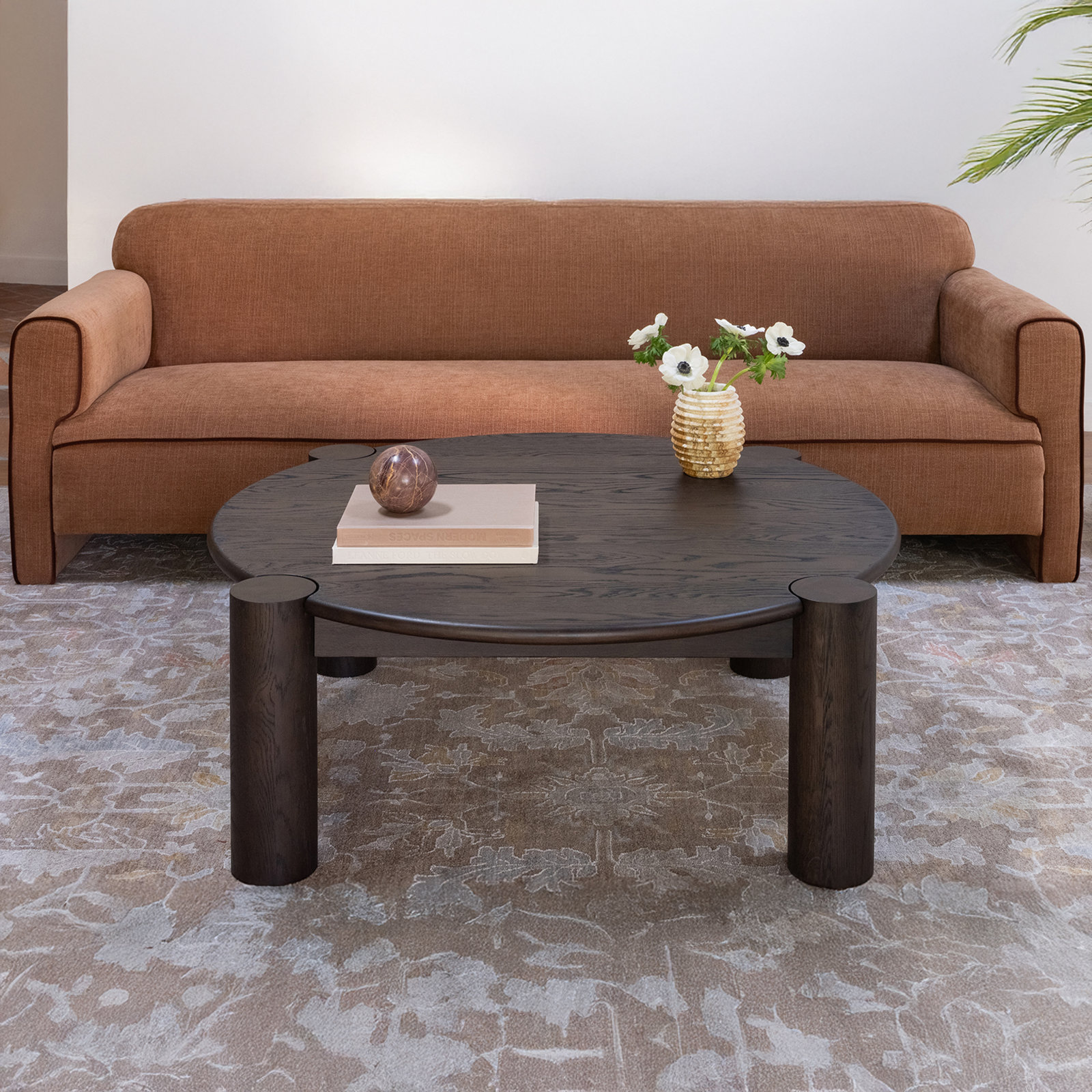 Ladonna 43" Oak Coffee Table, Dark Brown