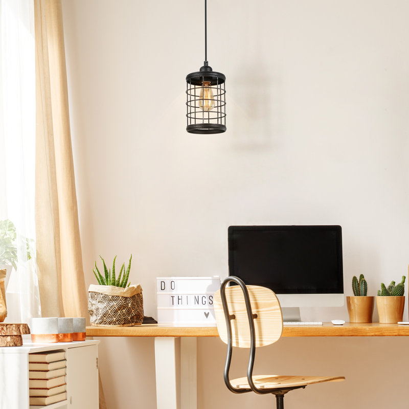 Luminaire suspendu industriel 1 lumière lanterne noire