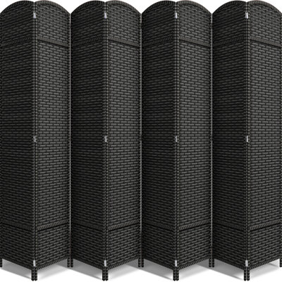 Panel Folding Room Divider Double Hinged, 8 Panels, Gray White