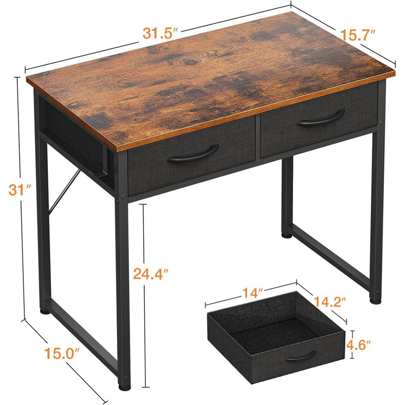 Small Desk With Fabric Drawers- For Bedroom, Vanity Desk With Storage, Home Office Computer Desk For Small Spaces, Modern Work Writing Study Table