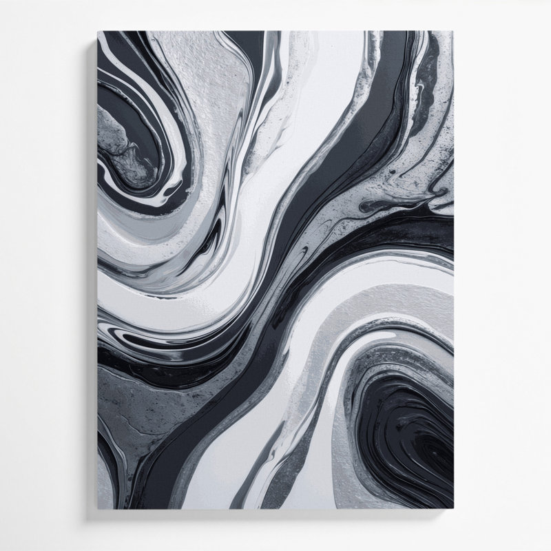 Abstrait art fluide sur toile gris 87, 14" H x 11" W