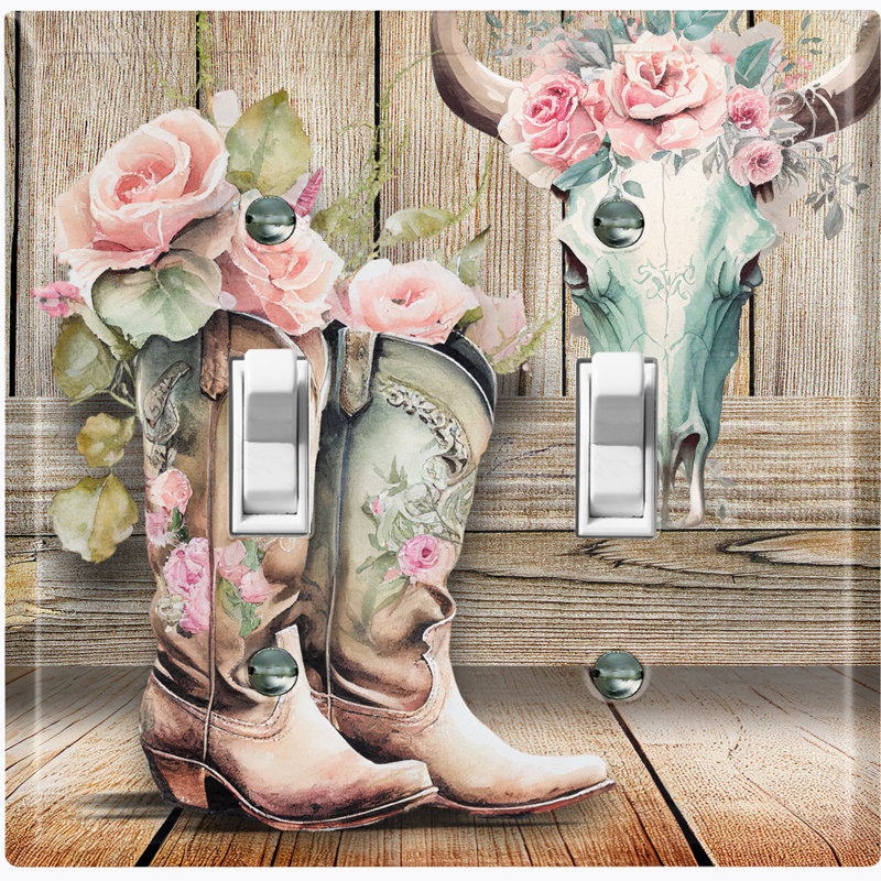 Plaque murale d'interrupteur à bascule à 2 bandes Cowgirl