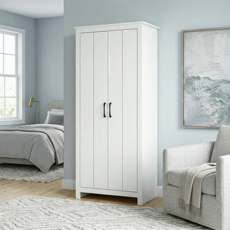 Limestone 2 Door Manufactured Wood Wardrobe, White
