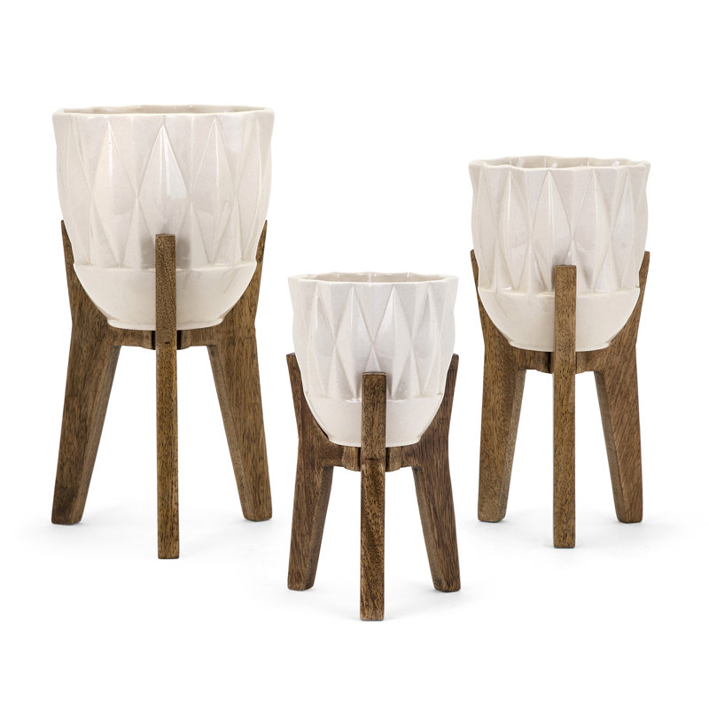 Ensemble de pots à fleurs en céramique 3 pièces Casondra