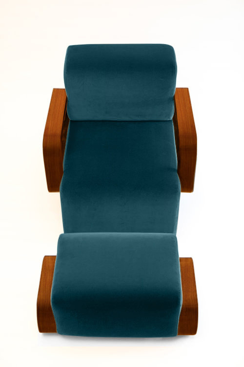 Cayenne Lounge Chair, Ming Velvet, Walnut