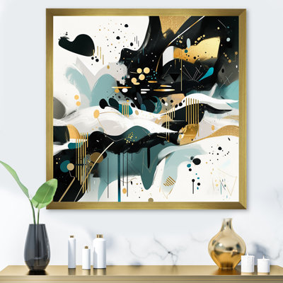 «Teal Gold Cubist Kaleidoscope III», reproduction d'art sur toile