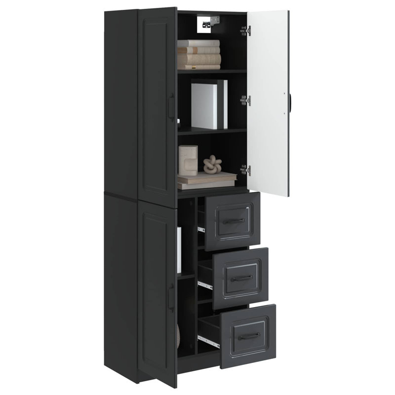 3 -Door 3 Storage Cabinet, Black
