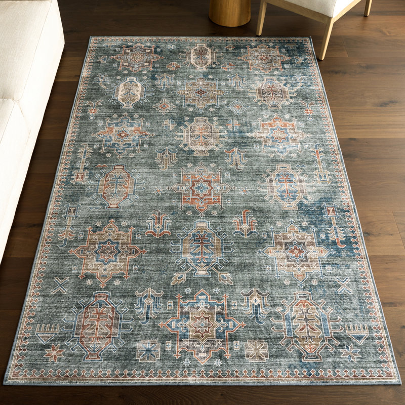 Philomena Medallion SplashGuard Machine Washable Area Rug, Runner 2'6" x 8'