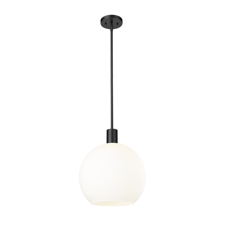 Matte Black Globe Pendant Light with Glass Shade