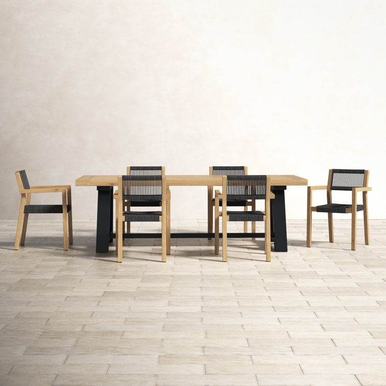 Morones Rectangular Reclaimed Teak 6 Person Indoor Outdoor Dining Set