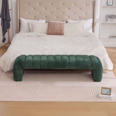 Banc de lit moderne en chenille sans accoudoirs avec hauteur de siège optimale pour le vestibule du salon