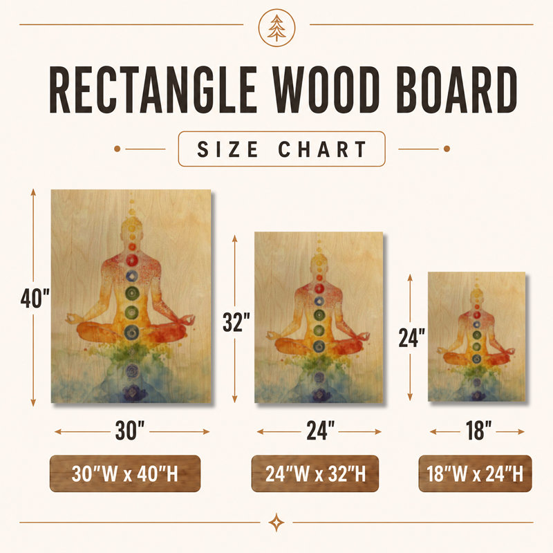 Chakras en équilibre radiant I - Décoration murale en bois zen orange, H 32 po x l 24 po, Rectangulaire