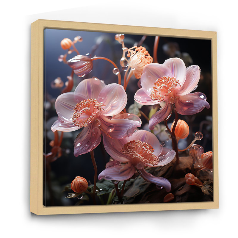 Orchidées roses, aura mystique, H 36 po x l 36 po x P 1,5 po, Cadre naturel flottant