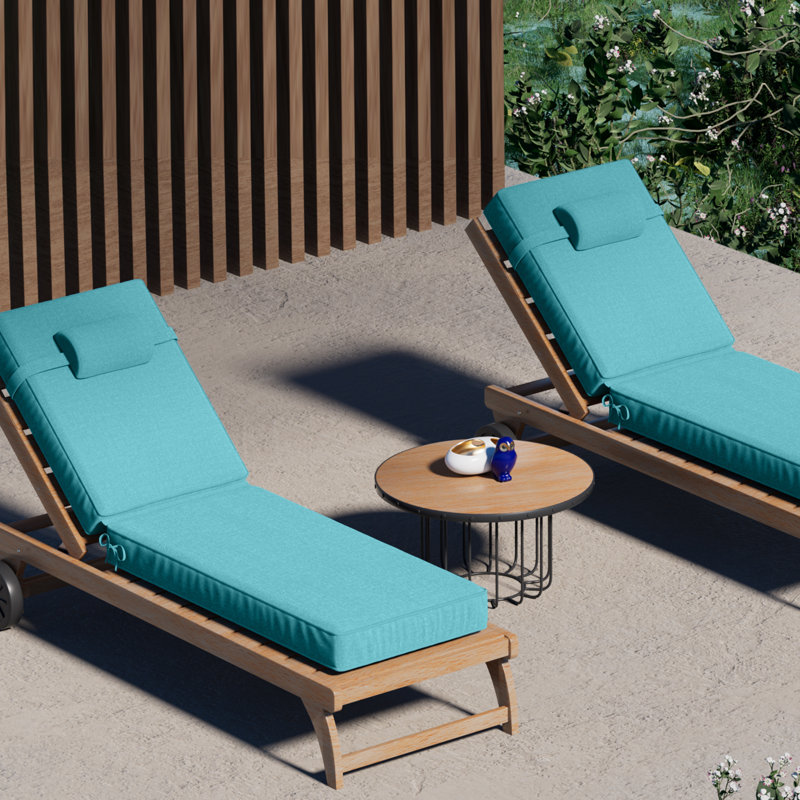 Outdoor Olefin Chaise Lounge Cushions, Lake Blue, 48" W x 26" D