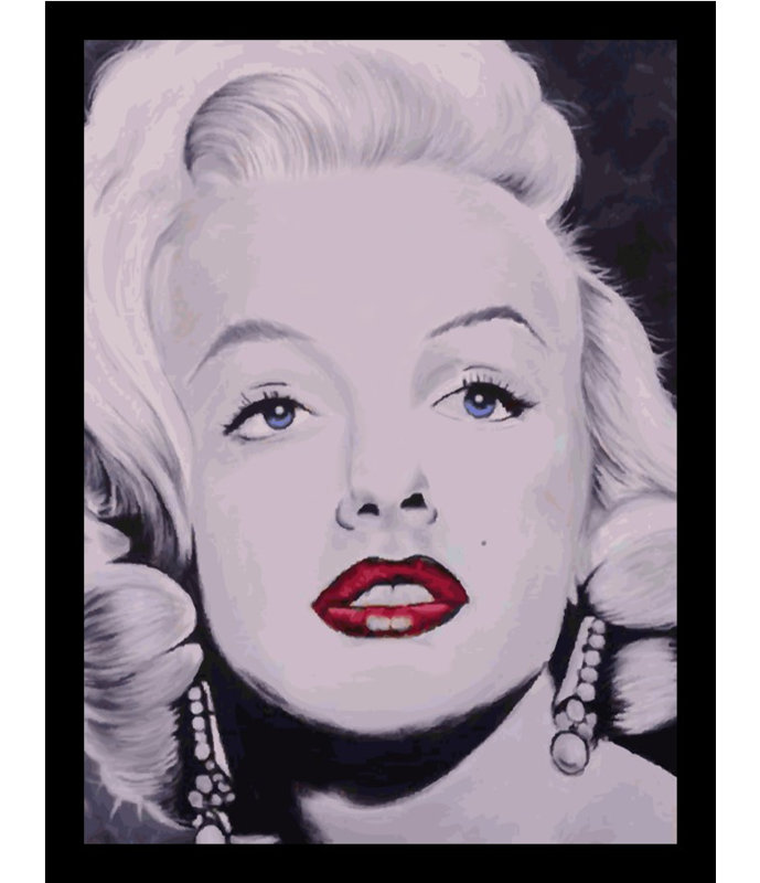 « glam marilyn monroe », reproduction de peinture à l’acrylique encadrée sur papier, H 32 po x l 24 po x P 1 po